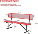 Heavy Duty Park Bench with Back Portable Frame, Outdoor Steel Bench with Backrest, Red Metal Bench Seat Expanded Metal Mesh Bench for Lawn, Park, Deck, Garden, Patio, Porch, Black (Red, 6FT) by GreenHaven Gardens