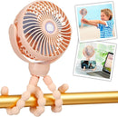 snawowo Mini Portable Baby Stroller Fan, Battery Operated Clip on Fan, Rechargeable 360° Rotate Flexible Tripod Handheld Cooling for Car Seat Crib Treadmill Travel（Pink） by TinyTreasures Baby Boutique