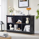 Farmhouse 6 Cube Bookshelf, Black Storage Organizer Bookcase, Kids Toy Storage Cabinet, Long Bookshelves Storage Organizer Shelf, Wood Display Cabinet Book Shelves for Bedroom,Living Room,Office by CozyNest Decor
