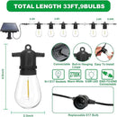 33(27+6) ft Solar String Lights Outdoor, Waterproof with USB Port Remote Control Solar Patio Lights,9 Shatterproof S14 Bulbs,1W Soft White by GreenHaven Gardens