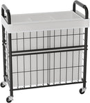Laundry Hamper 3 Section, 145L Rolling Laundry Sorter Basket with Wheels, 3 Compartment Clothes Organizer Cart, Pull-Out Removable Bags for Laundry Room, Bathroom, Bedroom, White