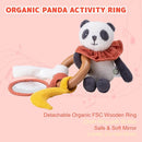 Organic Cotton Stuffed Animal Rattle Baby Toys, Organic Panda Cuddle Cloth & Organic Panda Activity Ring Plush Toy Set for Newborns Infant Boys Girls, 2 PCS by TinyTreasures Baby Boutique