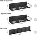3 Pack Moveable No Drilling Heavy Magnet Spice Rack for Refrigerator Organizers and Storage,Space Saving Kitchen Organization with Magnetic Hooks,Owl Kitchen & Home Decor(Black) by CozyNest Decor