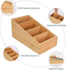 HTB 4-Section Snack Organizer with Removable Dividers for Kitchen, Cabinet, Office, Countertop, 2 Pack Bamboo Pantry Storage Organization for Spice Packets, Seasoning Pouches, Coffee Pods by CozyNest Decor