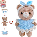 LoopMap Crochet Kit for Beginners - DIY Amigurumi Bear with Removable Dress & Accessories - Step-by-Step Video Tutorials, Extra Yarn, Crochet Tools, Handmade Gift for Kids & Adults (Bear K01, Blue) by TinyTreasures Baby Boutique