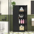 60" Tall Kitchen Pantry Cabinet, Metal Pantry Cabinet with Doors and Adjustable Shelves, Black Utility Storage Cabinet with Handles for Dining Room, Bathroom, Laundry Room - Assemble Required by CozyNest Decor