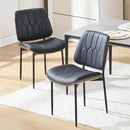BV Mid Century Modern Dining Chairs Set of 2, Upholstered Pu Leather Accent Chair with Walnut Bentwood Back, Armless Kitchen Chair for Dining Room, Living Room, Kitchen, Black by CozyNest Decor