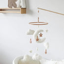 Cloud Moon Crib Mobile Cloud Baby Mobile for Crib Neutral Boho Clouds and Stars Moon Mobile Boucle Mobile, coffee 3 by CozyNest Decor
