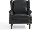 UIXE Faux Leather High Back Accent Chairs Set of 2, Upholstered Armchair for Living Room, Retro Wingback Arm Chair Nailhead Trim Single Sofa Bedroom Reading Seat with Solid Wood Legs - Black by CozyNest Decor