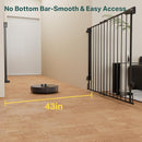 Cumbor 34" Extra Tall No Bottom Bar Baby Gate for Stairs, Auto Close Dog Gate Indoor for Larger Pets, 29.2-43" Hardware Mounted Safety Gate for Doorways, Wide Walk Thru Door for Easy Access (Black) by TinyTreasures Baby Boutique