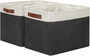 DULLEMELO Storage Bins Large-16"x12"x12" With Leather Handles for Organizing,Decorative Collapsible Storage Baskets for Shelves Closet Home Office (White&Black) by TinyTreasures Baby Boutique