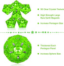 RoomyRoc Magnetic Fidget Sphere - Pentagons Magnets Balls - 12 Piece Set - Crystal Bright Green - Magnet Fidgets Toy - Creativity Beyond Imagination, Inspirational, Recreational, Desk Toys for Adults by TinyTreasures Baby Boutique