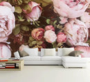 Large Peony Floral Wallpaper Girls Bedroom Pink Rose Flower Wall Mural (Not Peel and Stick) by CozyNest Decor
