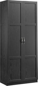 Sauder Tall Storage Cabinet, Black, 4 Adjustable Shelves, Multi-Room Use by CozyNest Decor