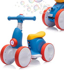 6V Electric Baby Balance Bike with Bubble Machine,4 in 1 Toddler Balance Bike w/Remote for 1 Year Old Boys Girls Kids Bubble Bike Ride on Toys w/Powered Motor,Music,LED Lights (Blue&Red) by TinyTreasures Baby Boutique