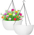 WOUSIWER 13 inch 2Pack Large Hanging Planters for Outdoor Indoor Plants with Drainage Holes and Chain, Round Hanging Flower Pots for Garden Home Porch Decor, White by GreenHaven Gardens