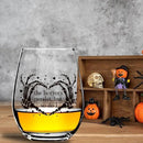 The Horrors Persist But So Do I Wine Glass,Skeleton Heart Hands,Funny Halloween&Valentine's Day Wine Glass,15oz by CozyNest Decor