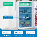 3.2 Cu.Ft Mini Fridge with Freezer, Small Refrigerator with Single Door and Adjustable Thermostat, Shelf, Energy Efficient, Compact Fridge for Bedroom, Office，white