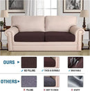H.VERSAILTEX Super Stretch Individual Seat Cushion Covers - Thick Jacquard Textured Twill Fabric (2 Piece Large Sofa Cushion Covers, Chocolate) by CozyNest Decor