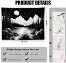 keowhsf Starry Night Mountain Lake Tapestry Black and White Tapestries Aesthetic Moon and Stars Wall Hanging Dark Nature Forest Tapestry for Bedroom Living Room Dorm Decor by CozyNest Decor