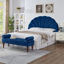 24KF Stunning Crown Design King Headboard, Upholstered Soft Velvet Petal Pattern Headboard King/CA King-6039-K-Navy by CozyNest Decor