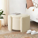 Furniliving Upholstered Button Tufted Round Ottoman, Ottoman with Storage, Teddy Footrest Stool, Removable Lid Convenient Footstools, Bedroom Ottomans with Storage for Vanity, Living Room, Beige by CozyNest Decor