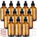 Norme 12 Pcs 8 oz Glass Spray Bottles with Funnels and Labels Refillable Cosmetic Empty Spray Bottles with Sprayer Containers for Essential Oil Cleaning Solutions(Amber,Stylish) by GreenHaven Gardens