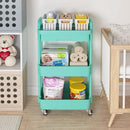 Calmootey 3-Tier Rolling Utility Cart with Drawer,Multifunctional Storage Organizer with Plastic Shelf & Metal Wheel,Storage Cart for Kitchen,Bathroom,Living Room,Office,Green by CozyNest Decor
