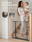 36" Extra Tall Baby Gate for Stairs, 29.5-40.5" Wide Dog Gate for Doorways, Walk Thru Auto Close Metal Pet Gate for The House, Stairs and Doorways, Child Gate Pressure Mounted Dog Gate Indoor - Black by TinyTreasures Baby Boutique