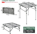 RedSwing Portable Grill Table for Outside, Aluminum Folding Grill Stand Table for Outdoor Camping Picnic BBQ, Lightweight Adjustable Height, 24"x24"x9.8"/27" Sliver by GreenHaven Gardens