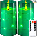 NURADA Flickering Flameless Candles: Built-in Star String Acrylic Battery LED Pillar Candles Candles with Remote and Timer for Home Party Weddings Christmas Halloween Decor -Green 2 Pack by CozyNest Decor