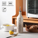 Sweejar Large Olive Oil Dispenser Bottle with Spout, 24 Oz Ceramic Oil Dispenser for Kitchen, Relief Opaque Cruet, Container for Cooking, EVOO, Vinegar, Pack of 1 (GradientFogGray) by CozyNest Decor
