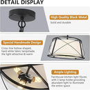 15.7" Black Drum Chandelier,3-Light Modern Farmhouse Chandelier,White Fabric Drum Shade Pendant Light Fixture for Dining Room Kitchen Island Bedroom Entryway by CozyNest Decor