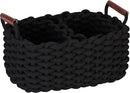 Sea Team 3-Pack Rectangle Woven Cotton Rope Storage Baskets with Handles, Shelf Basket, Closet Organizers, 3-in-1, Black by CozyNest Decor
