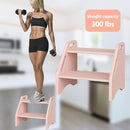 AMBIRD Wooden Step Stool, Two Step Stools Toddler 300 lbs Capacity with Safety Non-Slip Pads and Handles, Bamboo Step Stool for Bathroom, Kitchen Dual Height Step Stools for Kids (Pink) by TinyTreasures Baby Boutique