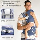 Baby Carrier, 3-in-1 Baby Carrier Newborn to Toddler with Hip Seat (Ergonomic M Position) for 0-36 Month/7-45lbs, Adjustable Size for Enhanced Lumbar Support, Perfect for On-The-go, Blue by TinyTreasures Baby Boutique