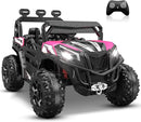 ANPABO 24V 4X4 Ride on Car Truck w/Remote Control, 4WD/2WD Switchable Kids UTV, 19" Spacious Seat, 4 Shock Absorbers, Soft Start, Music Player, Electric Car for Kids Ages 3+(Pink) by TinyTreasures Baby Boutique
