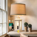 23.75" Retro Farmhouse USB C+A Ports Table Lamp with 3 Way Dimmable Touch Control White Nightlight Vintage Modern Lamp for Living Room Bedroom with 2 Light Sources by CozyNest Decor