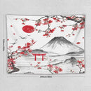 Red Cherry Blossoms Tapestry, Japanese Fuji Mountain Tapestry, Asian Japanese Wall Tapestry, Nature Landscape Tapestries for Bedroom Living Room Decor 80"x60" by CozyNest Decor