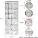 2 Pack Extra Large Hanging Crystal Clear Over Door Shoe Organizers, Closet Shoe Rack Organizer, 12+6 Pockets, 8 Hooks, Grey (59" x 21.6") by CozyNest Decor