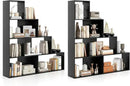 Tangkula 4-Tier Stepped Bookshelf, Freestanding 6 Cubes Ladder Bookcase with Anti-Tipping Kits, 64" Tall Modern Wooden Storage Display Rack for Home Office Living Room Study (2, Black) by CozyNest Decor