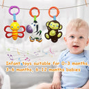 Baby Toys, Cartoon Animal Hanging Rattle Toys, Handbells Baby Rattles, Baby Bed Crib Car Seat Travel Stroller Toys for Infant, Best Birthday Gift for Newborn, 4 Pack by TinyTreasures Baby Boutique