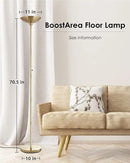 BoostArea Torchiere Floor Lamp Gold, 30W Super Bright LED Standing Lamp, 3000K Stepless Dimmable Pole Lamp with Rotary Switch, 70 Inch Tall Metal Modern Floor Lamps for Living Room/Bedroom/Office/Den by CozyNest Decor