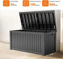 180 Gallon Resin Deck Box, Lockable Patio Outdoor Storage Box for Furniture, Garden Tools and Tools Storage, Waterproof Outside Storage Boxes - Black by CozyNest Decor
