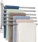 Towel Rack Wall Mounted JSVER Bathroom Towel Rack, Space Saving Towel Holder, Swivel SUS304 Stainless Steel Towel Bar, 180° Rotation 6 Arms Towel Racks for Bathroom by CozyNest Decor