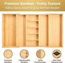 Umilife Extra Large Expandable Kitchen Drawer Organizer for Utensil and Junk, 19" Deep for Big Drawer, 19" to 33" Adjustable Bamboo Wood Drawer Divider, Cutlery Tray, Flatware Holder by CozyNest Decor