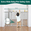 BABELIO 29-55 Inch Extra Wide Baby/Dog Gate, Metal Auto Close for The House and Doorways, Pressure Mounted Pet Door, NO Need Tools and Drilling, with Wall Cups, Gray by TinyTreasures Baby Boutique