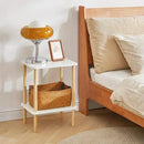 IBUYKE 2-Tier Side Table, Solid Wood Tall End Table with Storage Shelves, Nightstand Bedside Table for Living Room Bedroom Office, No-Tool Assembly, White UWST002W by CozyNest Decor