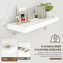 Deep Floating Shelves for Wall | 36 Inch Wide x 12 Inch Deep White Floating Shelves | 36W x 12D Rustic Wood Wide Wall Shelves | Bookshelf Laundry Shelf TV Shelf by CozyNest Decor