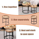 Nesting Coffee Table, Small Round Stacking Side Table with Metal Frame, Modern End Table for Living Room Bedroom Office Balcony (Rattan, 1) by CozyNest Decor